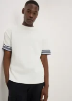 White Smart Stripe Arm Co Ord T-Shirt